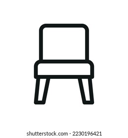 Icono aislado de la silla del piso, icono vectorial de la silla del comedor de sueed con trazo editable