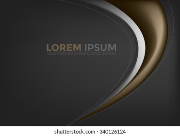 Loft color tone vector background with brown and silver curve line on black space for text and message design
