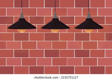 loft style lamp with brick wall isolated interior element vector