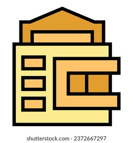 Loft villa Symbol Umrissvektor. Modernes Haus. Wohnhaus-Farbe flach
