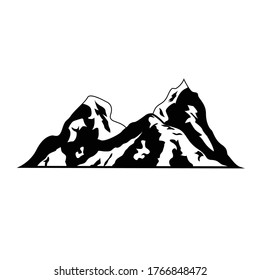 Lofty mountain vector. Mountain range isolated on white. Vector illustration.