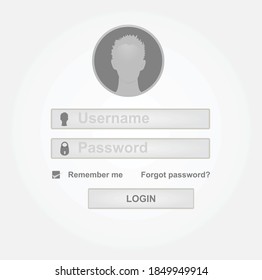 Log in account form. vector