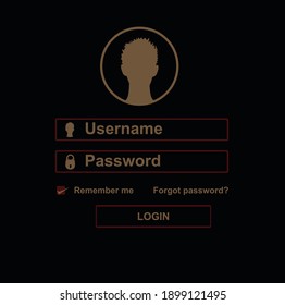 Log in account form. vector