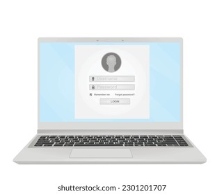 Log in account form. vector
