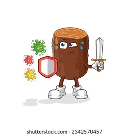 the log against viruses cartoon. cartoon mascot vector