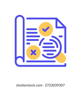 Icono de línea de análisis de registro, símbolo de esquema para supervisión del sistema, seguimiento de actividad, depuración de errores, revisión de auditoría e informes de diagnóstico. Icono de signo de Vector.
