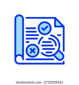 Icono de línea de análisis de registro, símbolo de esquema para supervisión del sistema, seguimiento de actividad, depuración de errores, revisión de auditoría e informes de diagnóstico. Icono de signo de Vector.