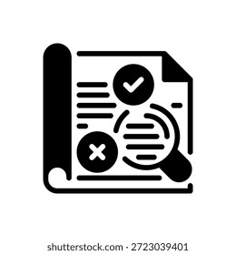 Icono de línea de análisis de registro, símbolo de esquema para supervisión del sistema, seguimiento de actividad, depuración de errores, revisión de auditoría e informes de diagnóstico. Icono de signo de Vector.