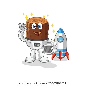 the log astronaut waving character. cartoon mascot vector