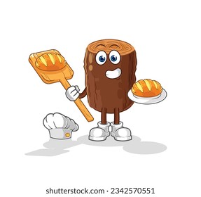 the log baker with bread. cartoon mascot vector