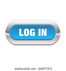 Log In Blue Vector Shiny Chrome Button
