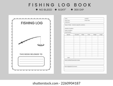 Log Book For Fish, Diary Notebook, logbook planner or journal For Kids, Boys, Men, Fisherman