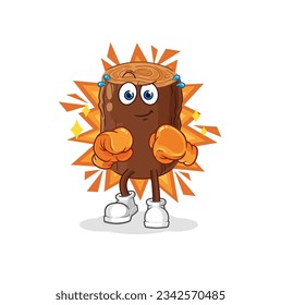 the log boxer character. cartoon mascot vector