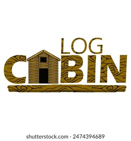 Log Cabin Day event banner. A hut made from tree trunks with bold text on white background to celebrate on June