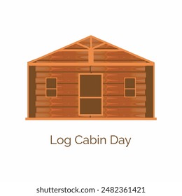 Log Cabin Day Vektorgrafik, Illustration. Blockhaus, Holzhütte. 28. Juni.