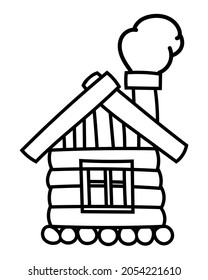 Log Cabin Doodle Vector Icon. Comic, hand drawn.