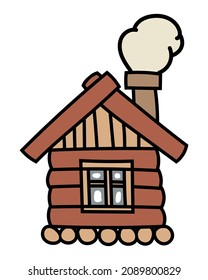 Log Cabin Doodle Vector Icon. Comic, hand drawn.