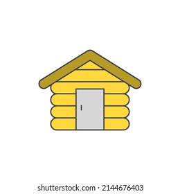 log cabin icon in color icon, isolated on white background 