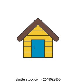 log cabin icon in color icon, isolated on white background 