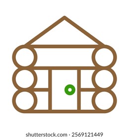 Log cabin icon. Concept of eco friendly housing and sustainable living.