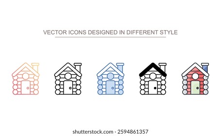 Log Cabin icon design with white background stock illustration