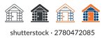 Log Cabin Icon Set Multiple Style Collection