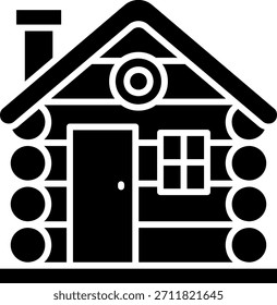 Log Cabin Icon - Simple House Illustration