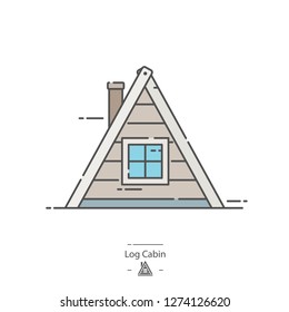 Log cabin - Line color icon