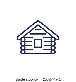 Log Cabin Line Icon, Wooden Hut