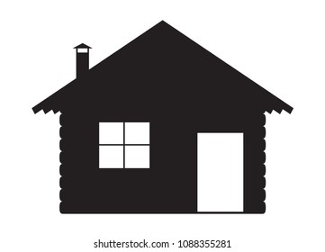 A Log Cabin Silhouette Design Isolated On A White Background