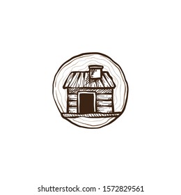 Log cabin with tree logo icon design