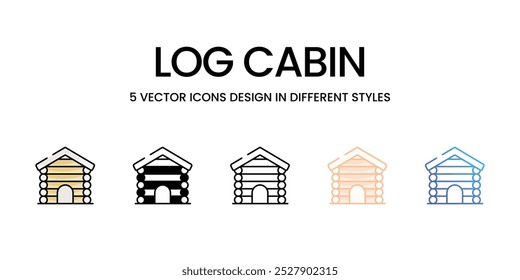 Log Cabin vector icons set stock illustration