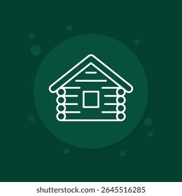 log cabin, wooden hut line icon