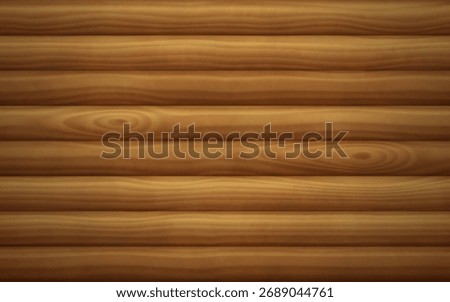 Log cabin wooden wall. Background of beams with wood texture, old rustic timber house wall. Pattern of log cabin interior from tree trunks, vector realistic illustration