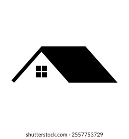 Log cabin in woods icon or logo. Simple wooden cottage vector illustration.