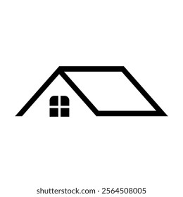 Log cabin in woods icon or logo. Simple wooden cottage vector illustration.