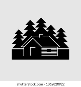 Log Cabin in The Woods Vector Icon