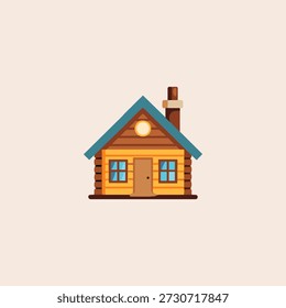 log Kabine Haus Symbol flach Vektor Design.