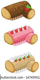 Log cake or yule log candy icon set for Christmas celebration, create by vector