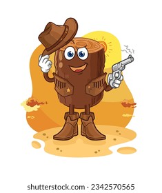 the log cowboy with gun character vector