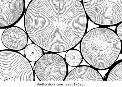 Log cut, tree rings pattern, shades of gray