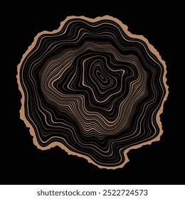 Log cut, tree rings pattern, vector design