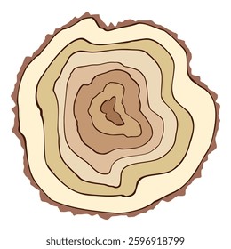 Log cut, tree rings pattern, isolated on white background, vector illustration