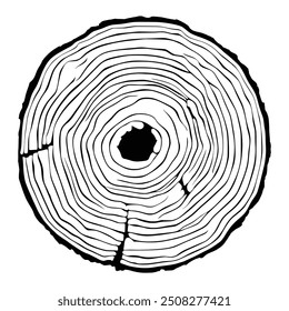 Log cut, vector illustration, tree rings pattern, shades of gray