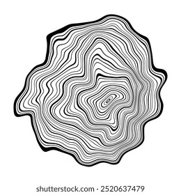 Corte de log, ilustração vetorial, padrão de anéis de árvore, tons de cinza