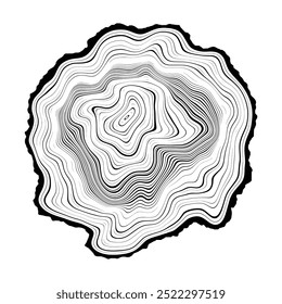 Log cut, vector illustration, tree rings pattern, shades of gray