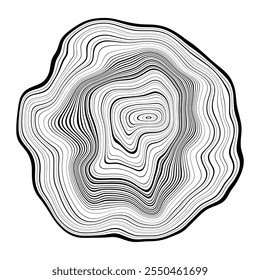 Log cut, vector illustration, tree rings pattern, shades of gray