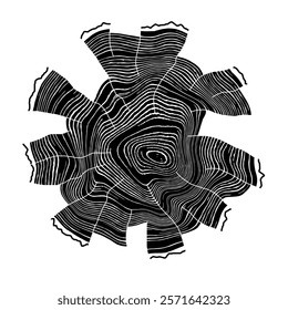 Log cut, vector illustration, tree rings pattern, shades of gray