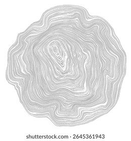 Corte de tronco, Ilustración vectorial, patrón de anillos de árbol, tonos de gris