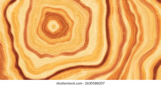 Log cut, wood texture, tree rings pattern, vector background